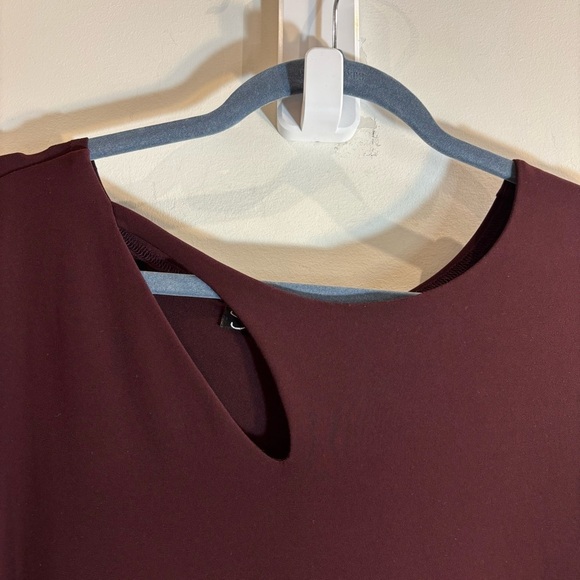 SYMPLI Sz 18 Tunic 3/4 Sleeve Oval Neckline Cut Out High Low Long Line Slinky - Picture 3 of 9